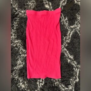 Hot Pink Ribbed Midi Skirt